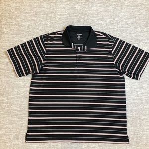 George men’s black red and white striped short sleeve polo shirt size XL